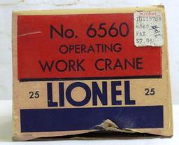 USED LIONEL ELECTRIC TRAINS NO. 6560 OPERATING WORK CRANE