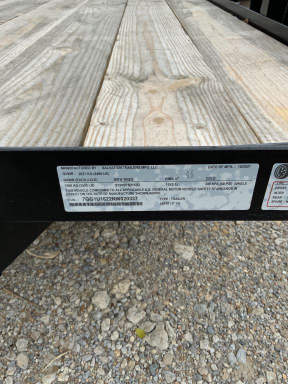2022 Salvation Trailers 78"x16' Utility Trailer