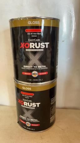 Lot of 2 - 1Qt X-O Rust Hot Red Gloss Paint