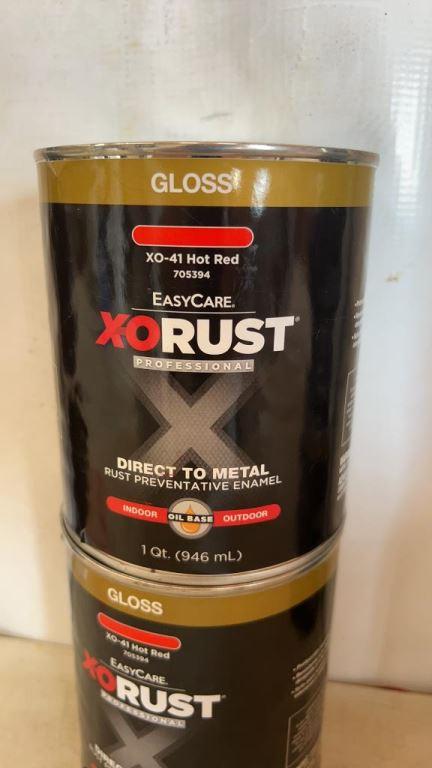 Lot of 2 - 1Qt X-O Rust Hot Red Gloss Paint