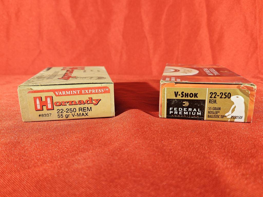 30rds Assorted 22-250 Rem 55gr Federal/Hornady