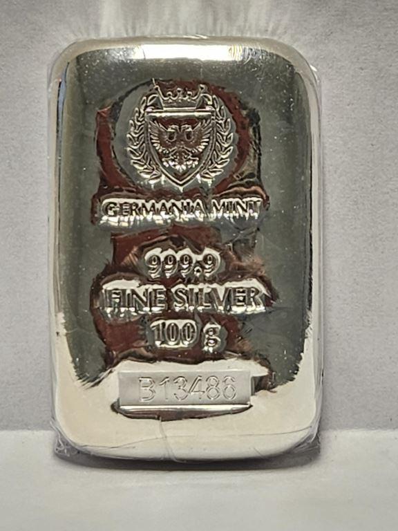 Germania Mint 100 Gram Silver Bar w/Box