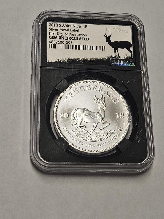 2018 South Africa Kruggerand First Day NGC GEM