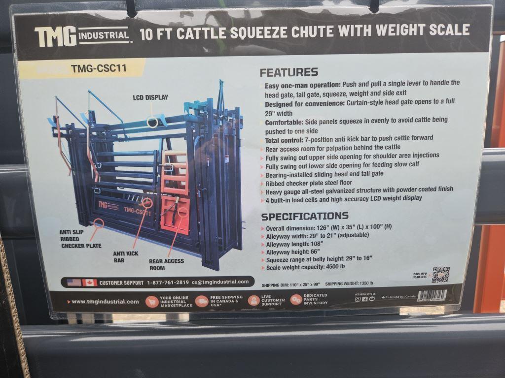 NEW TMG 10' Cattle Squeeze Chute w/Scale