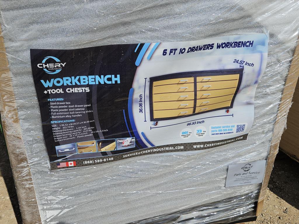NEW Chery 6' Yellow 10 Drawer Workbench