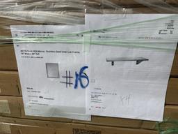 Lot of 17 NEW 16X20 SS Mirrors and 4-6" SS Shelfs
