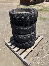 Lot of (4) Solid Skid Steer Tires/Wheels