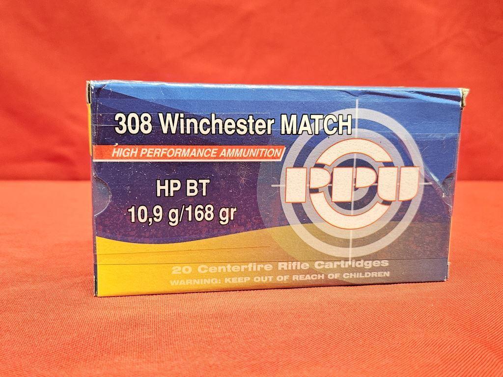 20rds PPU .308Win 168gr BTHP