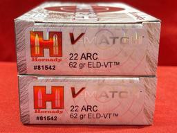 20rds Hornady V-Match 22 ARC 62gr ELD-VT