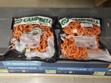 Lot of 2 NEW Campbell 5/16" 12' Hi-Vis Tow Chains