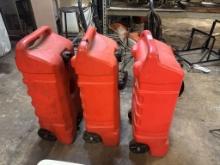 Lot of 3 Rolling Gas Cans