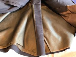 Blue double breasted frock coat with red cuffs and collars