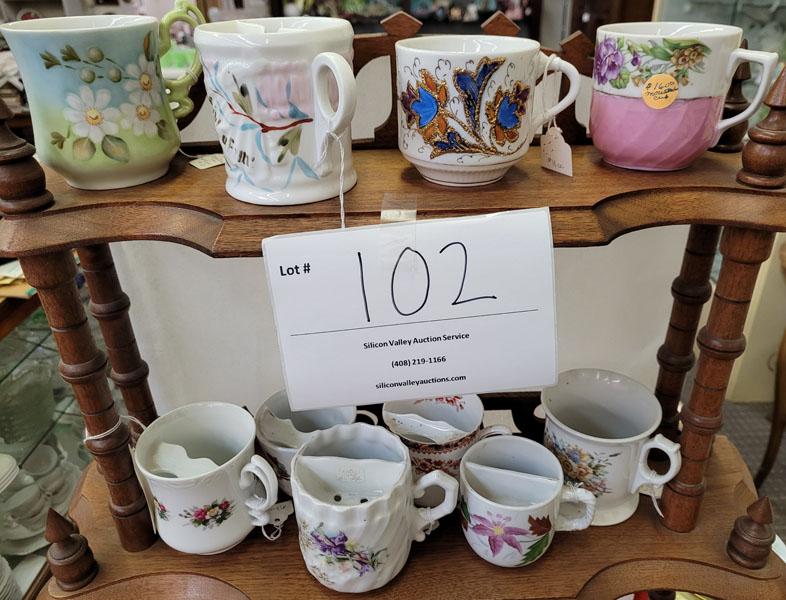 All china and glassware on top two shelves of What Not Shelf