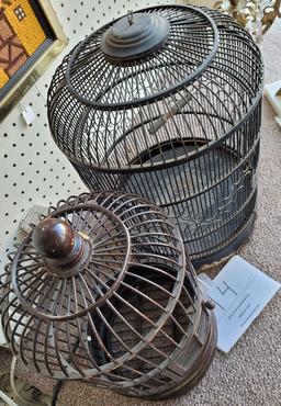 Two vintage bird cages