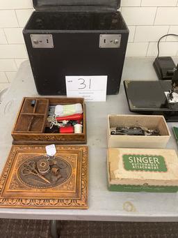 Singer table top sewing machine circa 1950 and original case