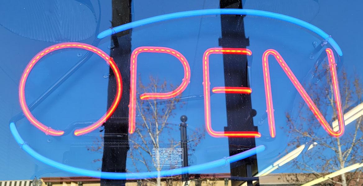 Electric neon "Open" sign