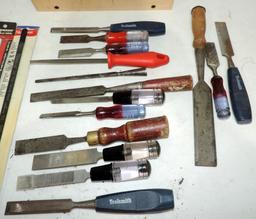 Lot Of 14 Chisels Plus More