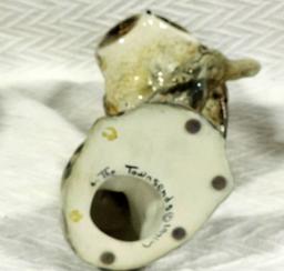 2 Ceramic Oriental Figurines & Owl On Branch