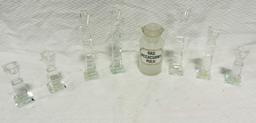 Antique Apothecary Bottle And 3 Pairs Of Glass Candleholders