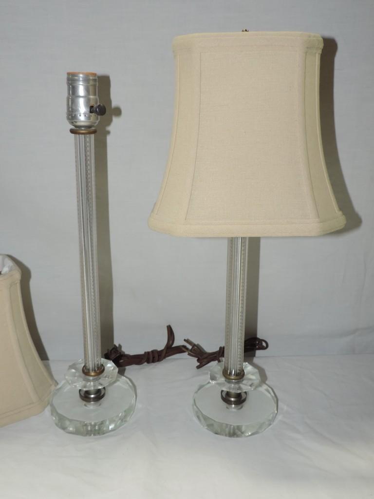 2 Vintage Crystal Dresser Lamps With Shades