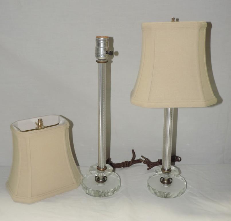 2 Vintage Crystal Dresser Lamps With Shades