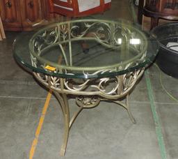 Ornate Iron Glass Top Table