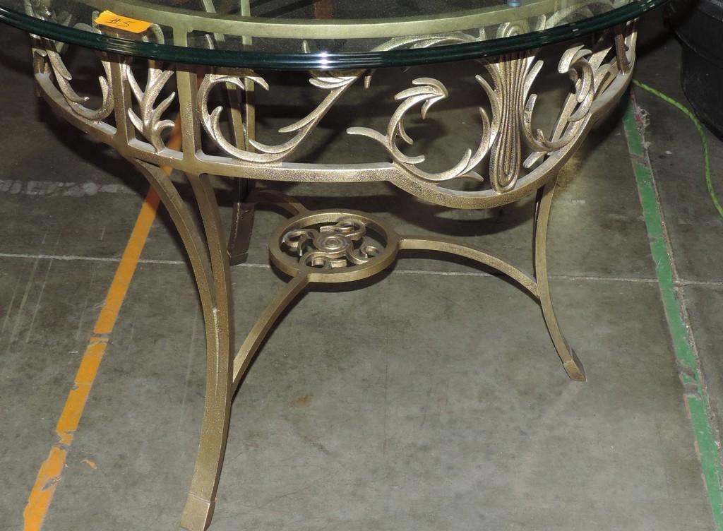 Ornate Iron Glass Top Table