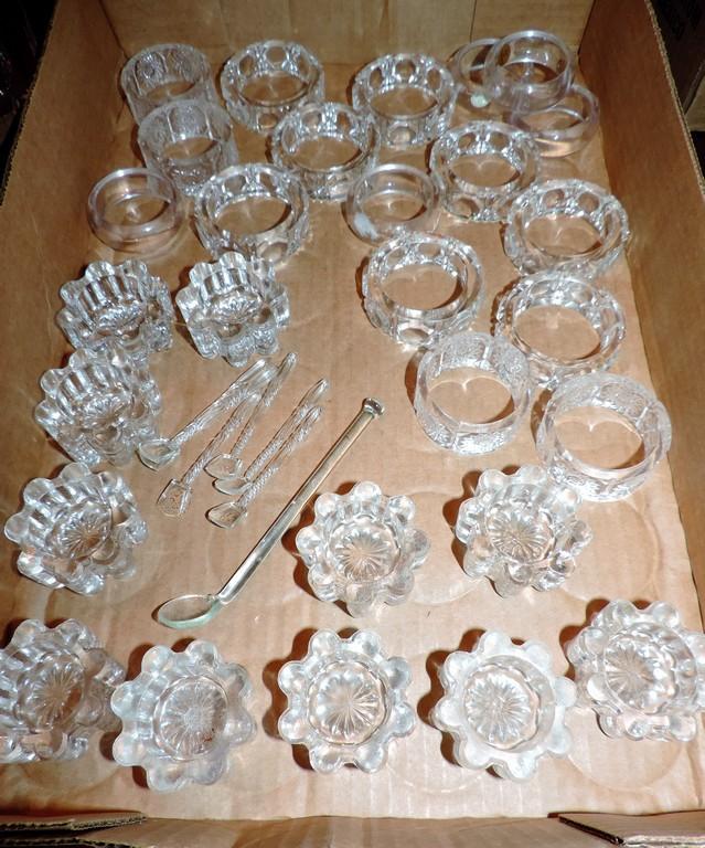 Lot of Crystal Salts and Napkin Rings