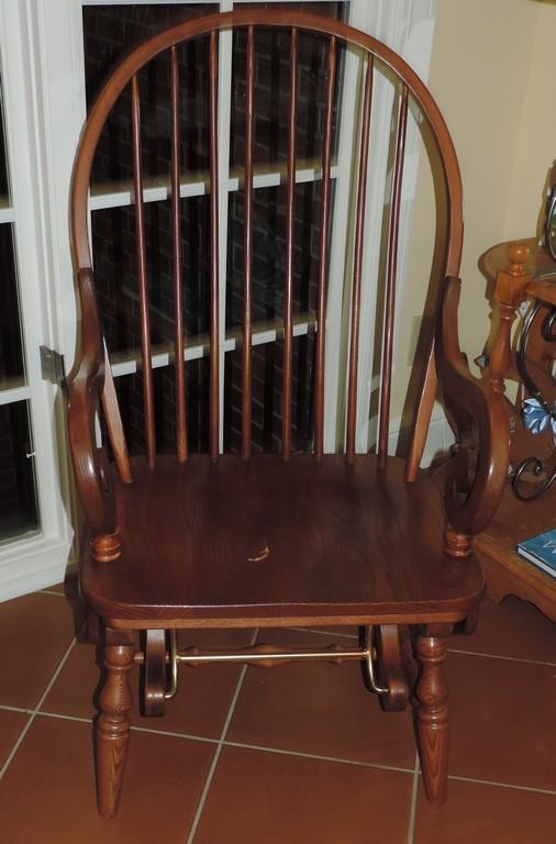Oak Rocker With Fold Out Foot Stool