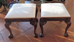Pair Of Salem Square Mahogany Chippendale Bedroom Stools