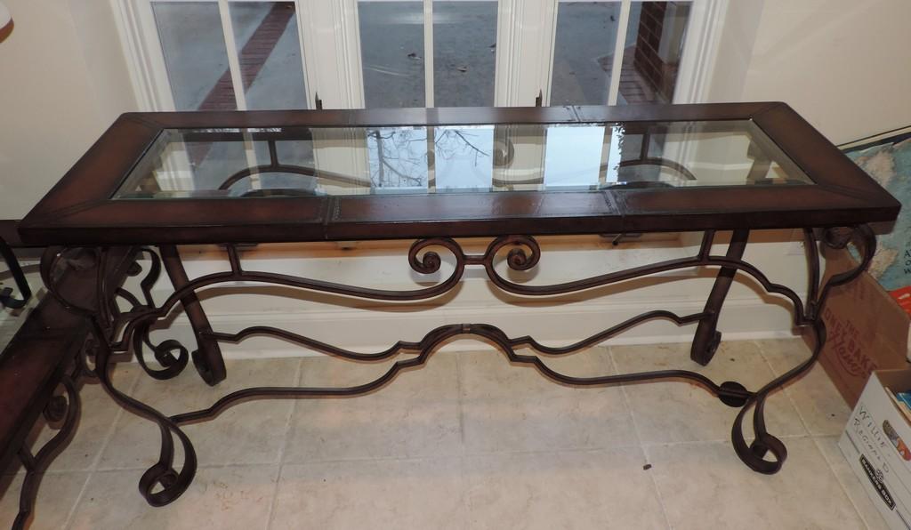 Iron Leg And Glass Top Sofa Table