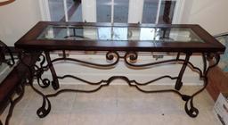 Iron Leg And Glass Top Sofa Table