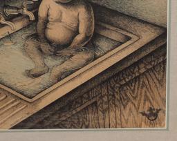 Listed African American Artist Robert Hall Sampson Co, N. C. Pen and Ink Drawing