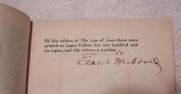 Signed Elbert Hubbard of Roycrofters Book "The Law Of Love"