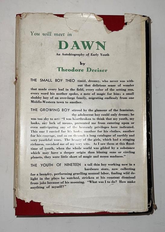 "Dawn Autobiography Of Early Youth" By Theodore Dreiser 1931