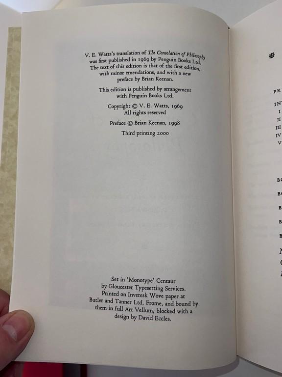 Folio Society "The Consolation Of Philosophy" By Boethius