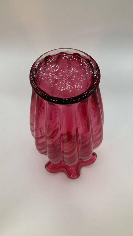 Cranberry Colored Ruffled Edge Fenton Vase