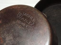 No. 12 Cast Iron Skillet with Lid and Wagner Ware Double Handled Cast Iron Pot