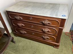 Early Victorian Three-Drawer Marble Top Server
