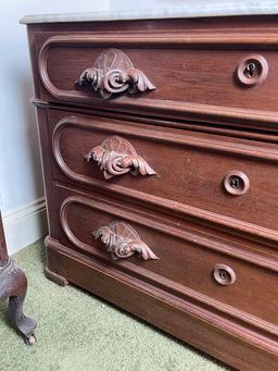 Early Victorian Three-Drawer Marble Top Server