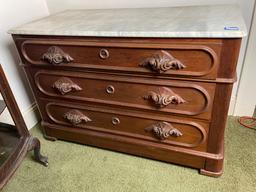 Early Victorian Three-Drawer Marble Top Server