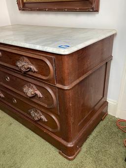 Early Victorian Three-Drawer Marble Top Server