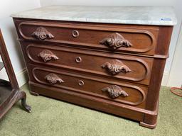 Early Victorian Three-Drawer Marble Top Server