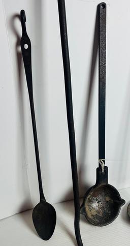 Antique  Iron Handled Utensils and Fireplace Tools