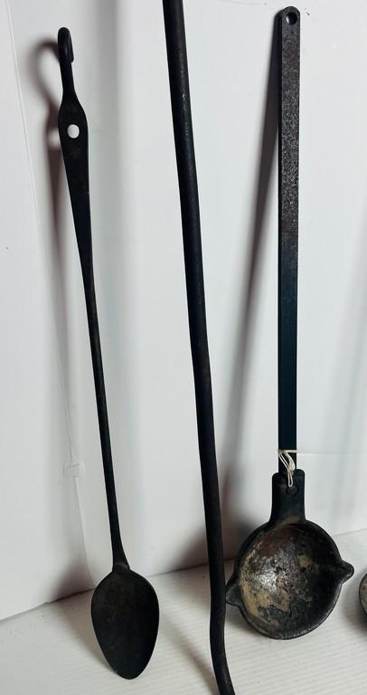 Antique  Iron Handled Utensils and Fireplace Tools