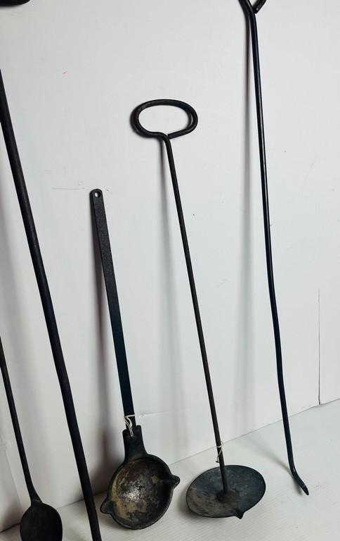 Antique  Iron Handled Utensils and Fireplace Tools