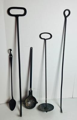 Antique  Iron Handled Utensils and Fireplace Tools
