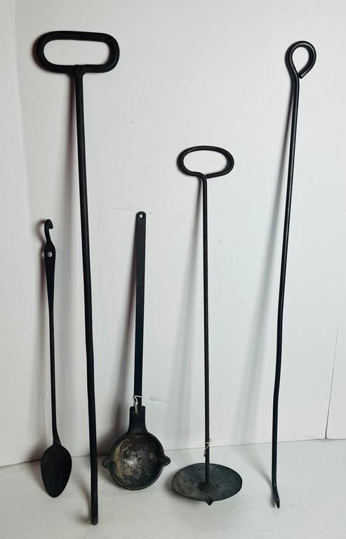 Antique  Iron Handled Utensils and Fireplace Tools