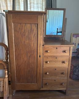 Vintage Chifferobe Wardrobe with Mirror and Drawers.