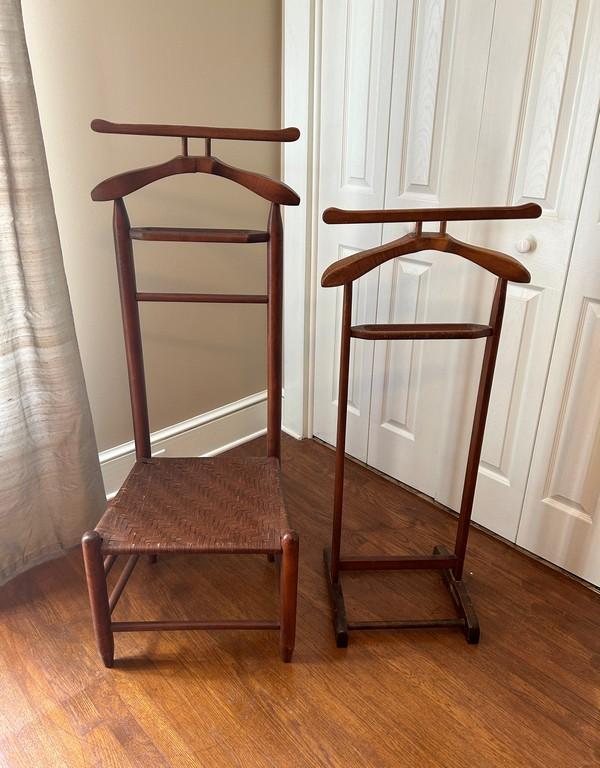 Vintage Valet Chair with Woven Seat & Suit Valet